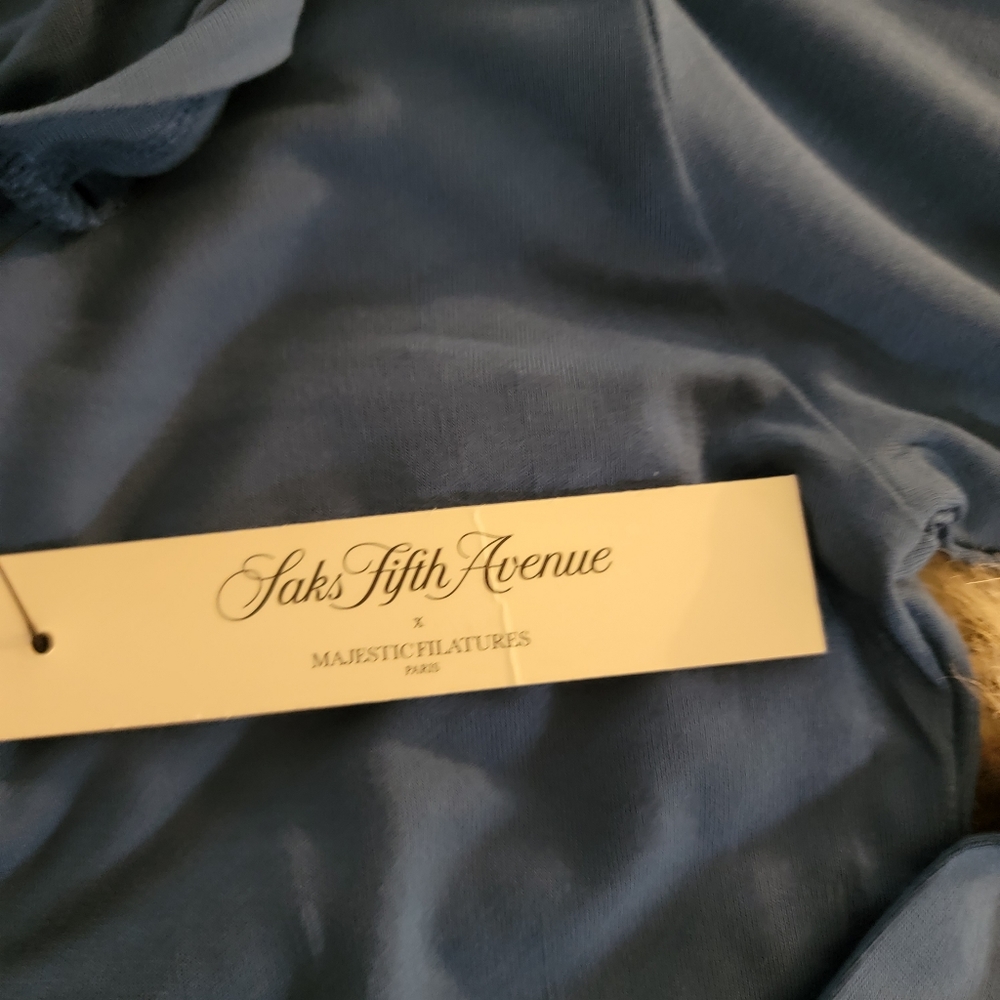 Saks Fifth Avenue Teal Blue Long Sleeve Scoop Neck Top - Picture 5 of 10